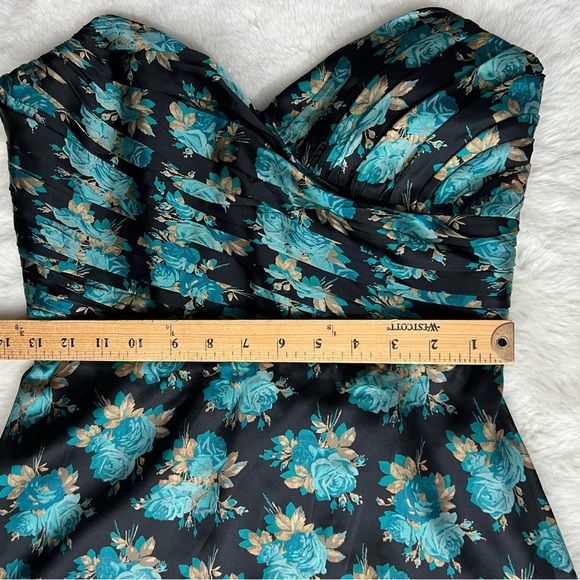 Vintage 90s Betsey Johnson Strapless Floral Silk Dress Size 6 NWT - Picture 7 of 16